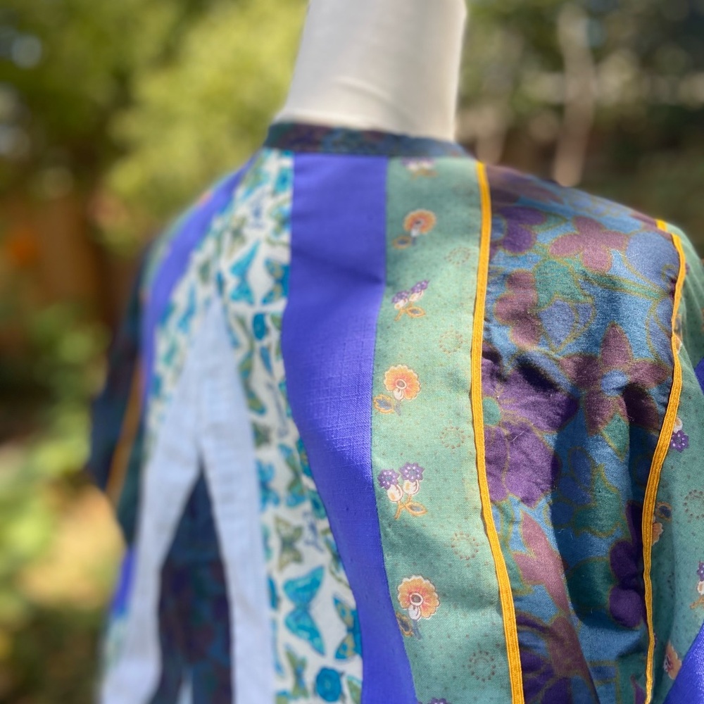 Vintage Purple, Teal & Blue Patchwork Jacket - Picture 13 of 15